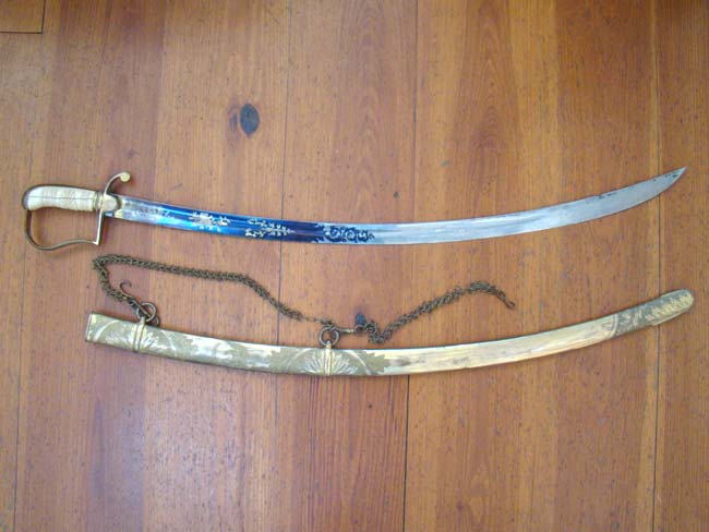An Outstanding Militia Officer's Dress Saber with its' original engraved gilt brass Scabbard circa 1825 — image 3